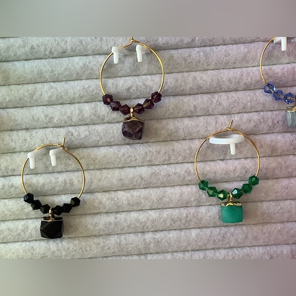 5pc Natural Stone Wine Glass Charm - Picture 6 of 6